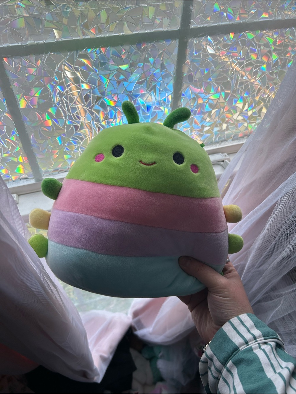 Squishmallow Plush Rainbow caterpillar - Green, Pink, Purple, Blue